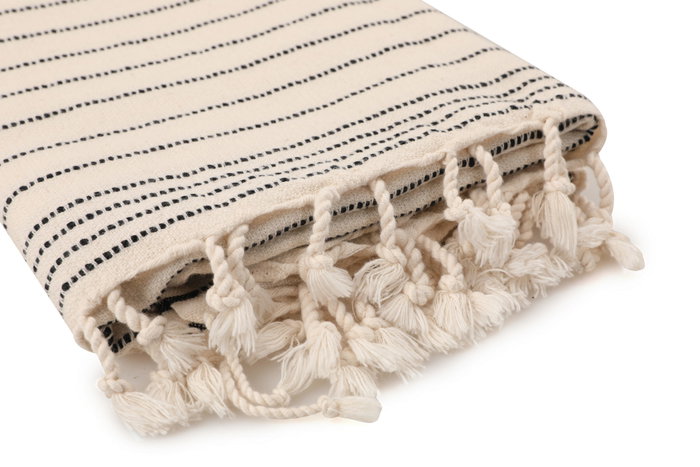 Mijölnir Capri - Toalla de playa fouta Negro y crema Mijölnir Capri - Toalla de playa fouta Negro y crema